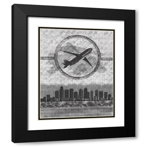 Skyline Airline 2 Black Modern Wood Framed Art Print with Double Matting by Hogan, Melody