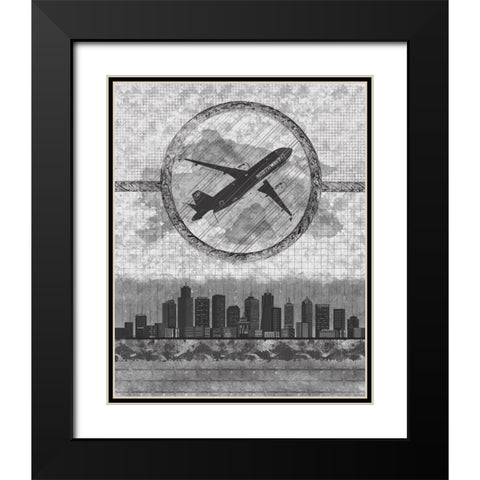 Skyline Airline 2 Black Modern Wood Framed Art Print with Double Matting by Hogan, Melody