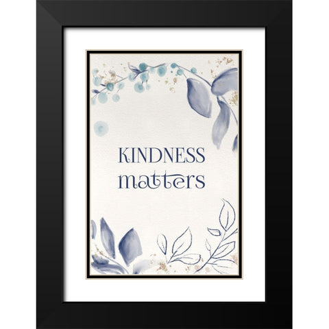 Blue Botanical Blessings 3 Black Modern Wood Framed Art Print with Double Matting by Hogan, Melody