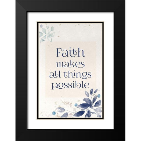 Blue Botanical Blessings 4 Black Modern Wood Framed Art Print with Double Matting by Hogan, Melody