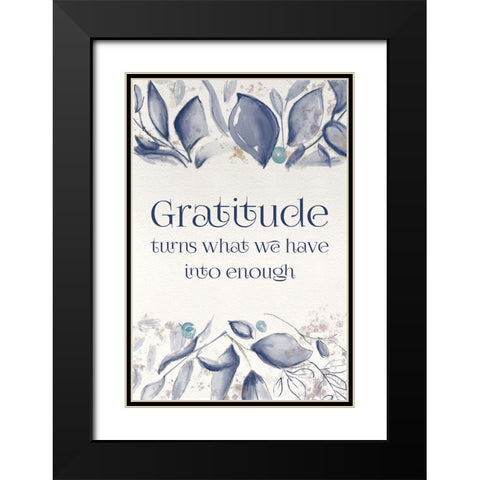 Blue Botanical Blessings 5 Black Modern Wood Framed Art Print with Double Matting by Hogan, Melody