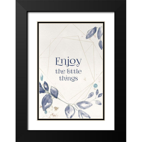 Blue Botanical Blessings 6 Black Modern Wood Framed Art Print with Double Matting by Hogan, Melody