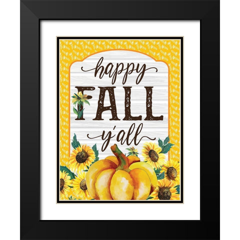Happy Fall Yall Black Modern Wood Framed Art Print with Double Matting by Hogan, Melody