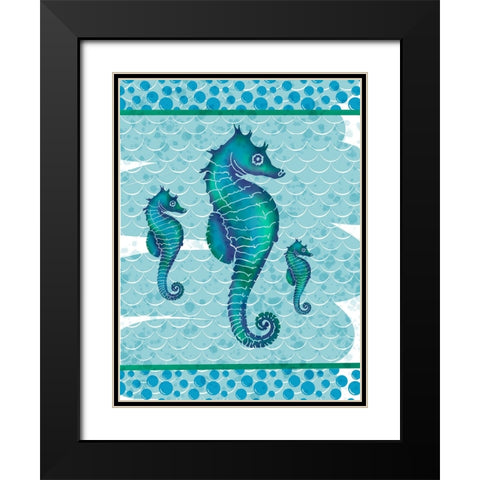 Watercolor Seahorse Black Modern Wood Framed Art Print with Double Matting by Hogan, Melody