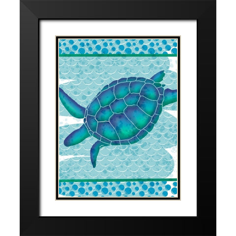 Watercolor Turtle Black Modern Wood Framed Art Print with Double Matting by Hogan, Melody