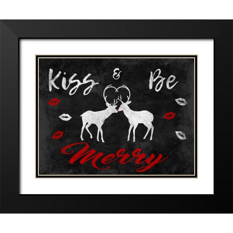 Merry Kissmas Black Modern Wood Framed Art Print with Double Matting by Prime, Marcus