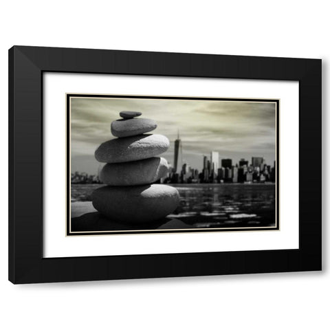 Stonely Gaze Black Modern Wood Framed Art Print with Double Matting by Prime, Marcus