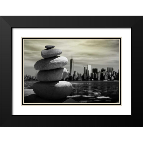 Stonely Gaze Black Modern Wood Framed Art Print with Double Matting by Prime, Marcus