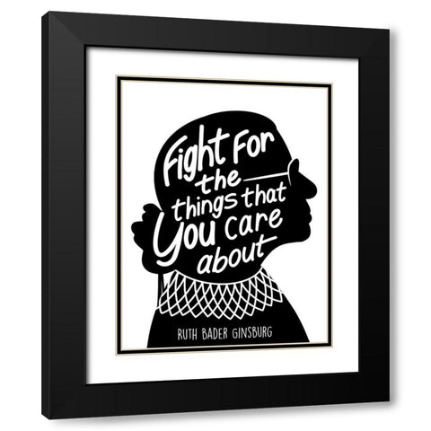 Caring Fight Black Modern Wood Framed Art Print with Double Matting by Prime, Marcus