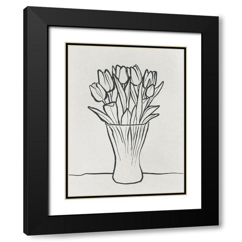 Illustrated Vase Black Modern Wood Framed Art Print with Double Matting by Prime, Marcus