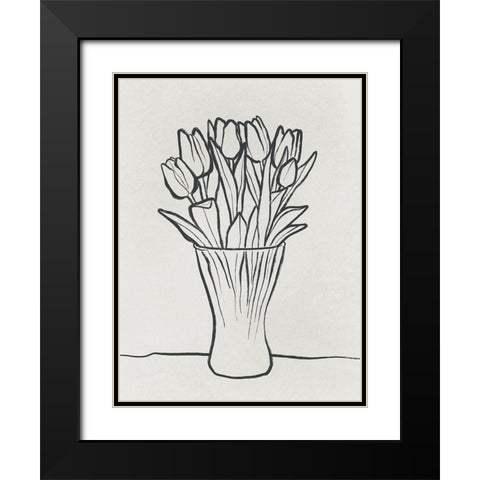 Illustrated Vase Black Modern Wood Framed Art Print with Double Matting by Prime, Marcus