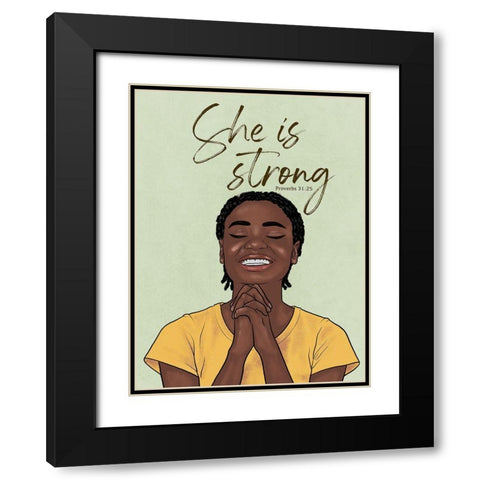 Strong Woman Black Modern Wood Framed Art Print with Double Matting by Prime, Marcus