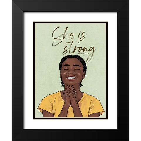 Strong Woman Black Modern Wood Framed Art Print with Double Matting by Prime, Marcus