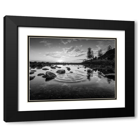 Radiating Ripples Black Modern Wood Framed Art Print with Double Matting by Prime, Marcus