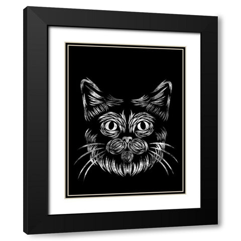 Cat In The Night Black Modern Wood Framed Art Print with Double Matting by Prime, Marcus