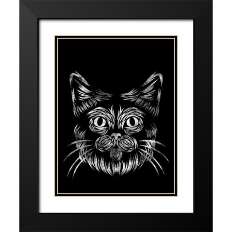 Cat In The Night Black Modern Wood Framed Art Print with Double Matting by Prime, Marcus