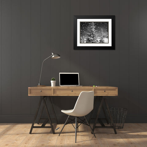 Snowy Night Black Modern Wood Framed Art Print with Double Matting by Prime, Marcus
