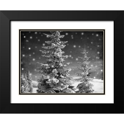 Snowy Night Black Modern Wood Framed Art Print with Double Matting by Prime, Marcus