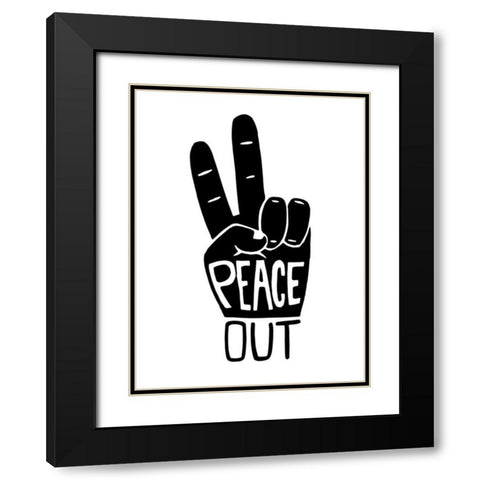 Peace Out Black Modern Wood Framed Art Print with Double Matting by Prime, Marcus