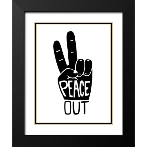 Peace Out Black Modern Wood Framed Art Print with Double Matting by Prime, Marcus