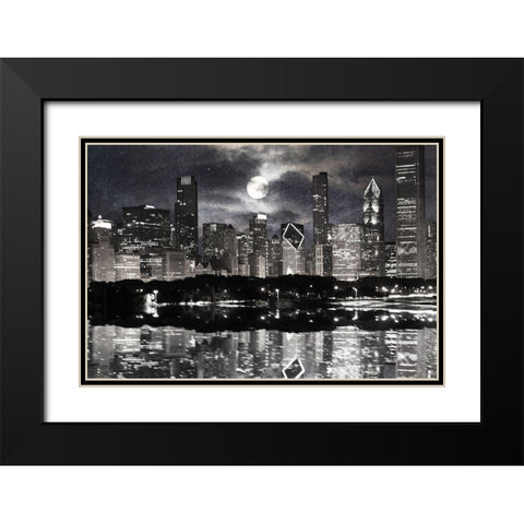 Full Moon Chicago 2 Black Modern Wood Framed Art Print with Double Matting by Prime, Marcus