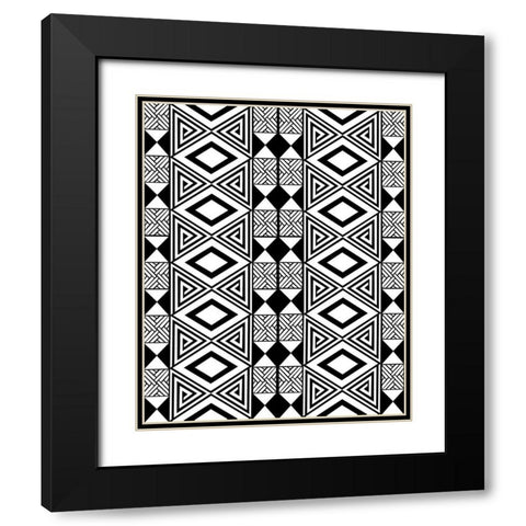 Bogolan Tradition 1 Black Modern Wood Framed Art Print with Double Matting by Prime, Marcus