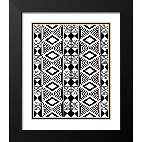 Bogolan Tradition 1 Black Modern Wood Framed Art Print with Double Matting by Prime, Marcus