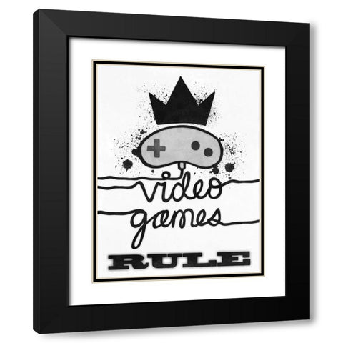 Games Rule Black Modern Wood Framed Art Print with Double Matting by Prime, Marcus