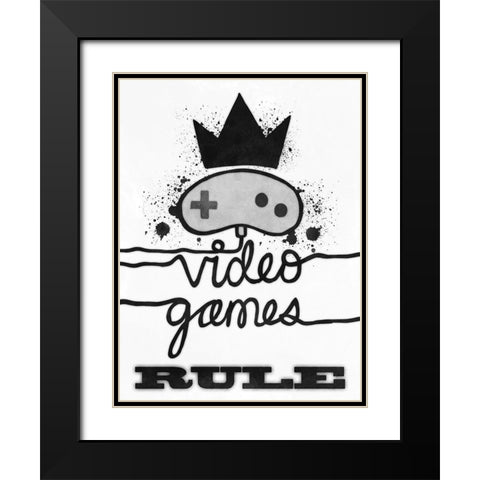 Games Rule Black Modern Wood Framed Art Print with Double Matting by Prime, Marcus