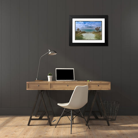 Welcoming Beach Black Modern Wood Framed Art Print with Double Matting by Prime, Marcus