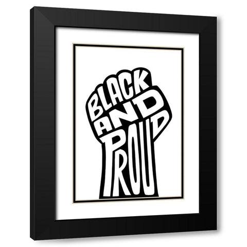 Black and Proud Fist Black Modern Wood Framed Art Print with Double Matting by Prime, Marcus