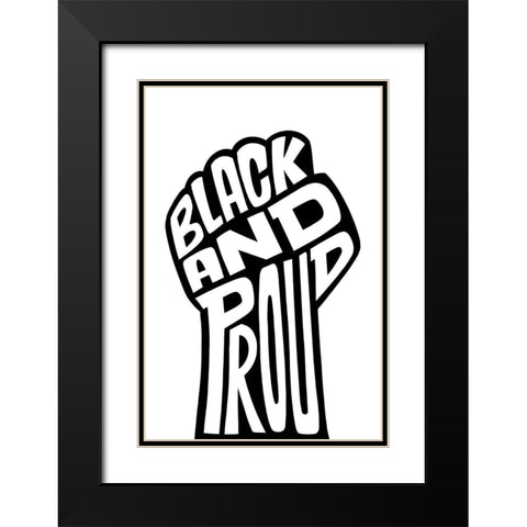 Black and Proud Fist Black Modern Wood Framed Art Print with Double Matting by Prime, Marcus