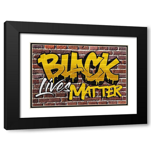 BLM Graffiti 1 Black Modern Wood Framed Art Print with Double Matting by Prime, Marcus