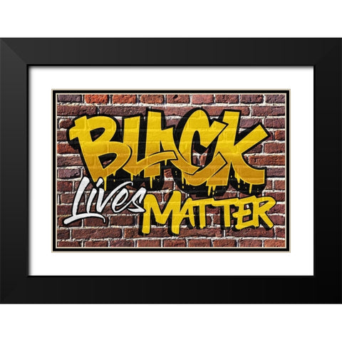 BLM Graffiti 1 Black Modern Wood Framed Art Print with Double Matting by Prime, Marcus