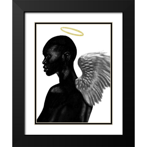 Guardian Angel Black Modern Wood Framed Art Print with Double Matting by Prime, Marcus