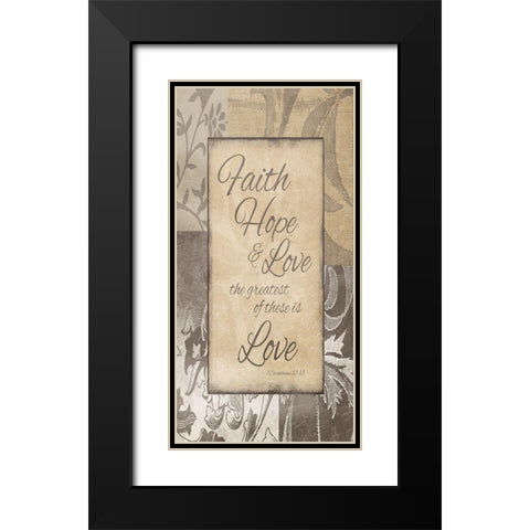 Faith Hope Love Black Modern Wood Framed Art Print with Double Matting by Prime, Marcus