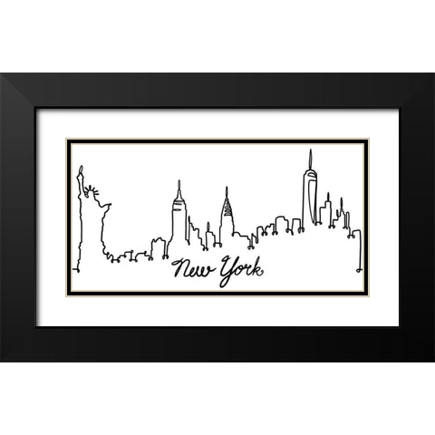 Squiggly New York Black Modern Wood Framed Art Print with Double Matting by Prime, Marcus