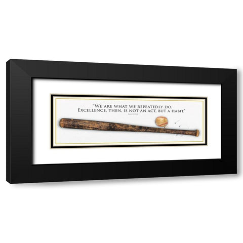 Baseball On Excellence Black Modern Wood Framed Art Print with Double Matting by Miller, Savannah
