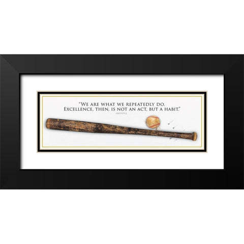 Baseball On Excellence Black Modern Wood Framed Art Print with Double Matting by Miller, Savannah
