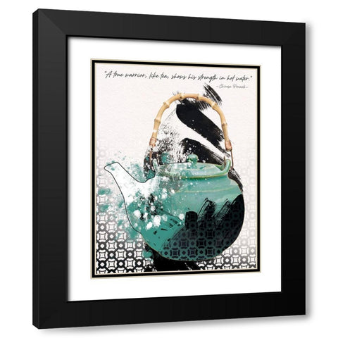 Teal Tea 4 Black Modern Wood Framed Art Print with Double Matting by Miller, Savannah