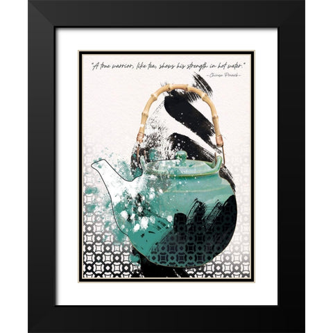 Teal Tea 4 Black Modern Wood Framed Art Print with Double Matting by Miller, Savannah