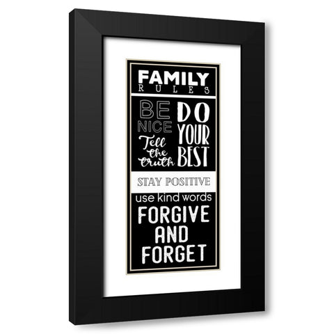 Family Rules Black Modern Wood Framed Art Print with Double Matting by Villa, Mlli