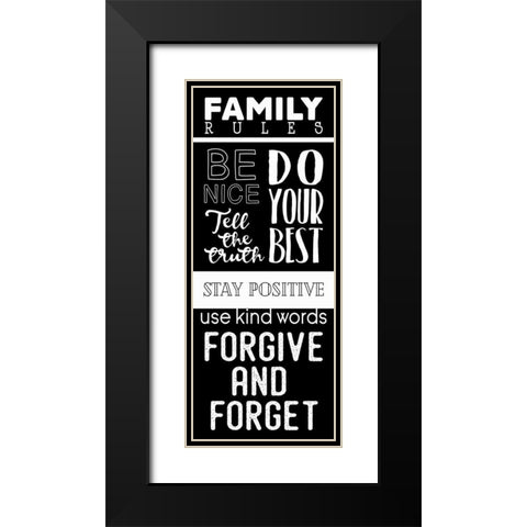 Family Rules Black Modern Wood Framed Art Print with Double Matting by Villa, Mlli