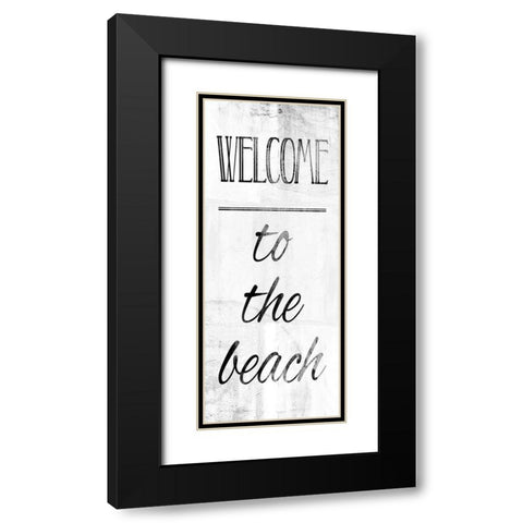 Welcome To The Beach Bw Black Modern Wood Framed Art Print with Double Matting by Villa, Mlli