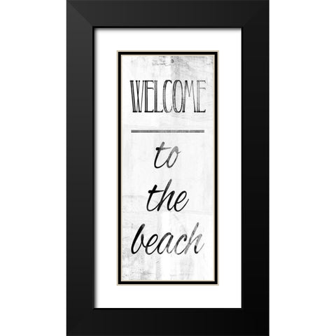 Welcome To The Beach Bw Black Modern Wood Framed Art Print with Double Matting by Villa, Mlli