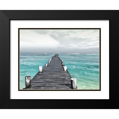 Dock At Sea Recolor Black Modern Wood Framed Art Print with Double Matting by Villa, Mlli