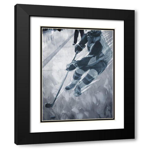 Hockey Move Black Modern Wood Framed Art Print with Double Matting by Villa, Mlli