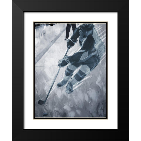 Hockey Move Black Modern Wood Framed Art Print with Double Matting by Villa, Mlli