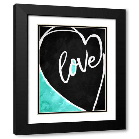 Love Heart Black Modern Wood Framed Art Print with Double Matting by Villa, Mlli