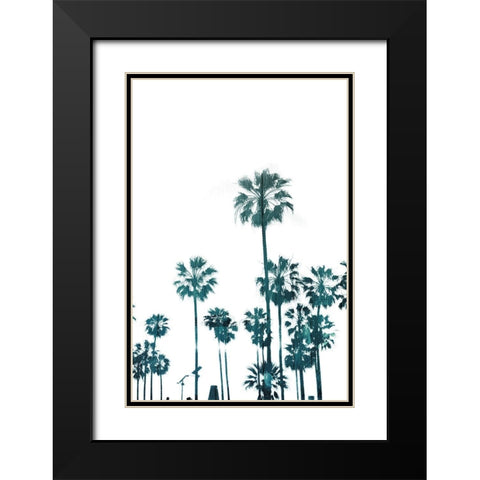 Palms in Teals Black Modern Wood Framed Art Print with Double Matting by Villa, Mlli